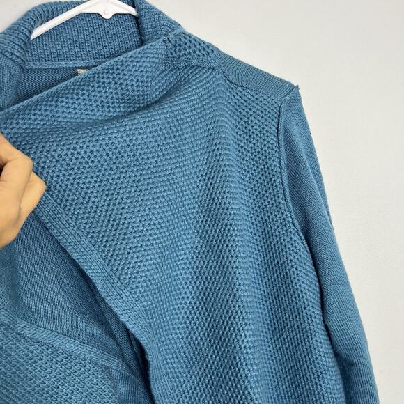 Soft Surroundings Women Waterfall Open Front Cardigan Ruffle Teal Sz L Wool Blen - Picture 5 of 16